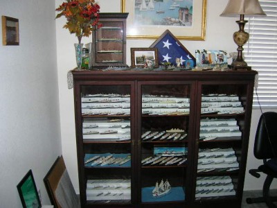 This is my commercial ships display.  The case was my grand-dad's and it recently made 100 years old!