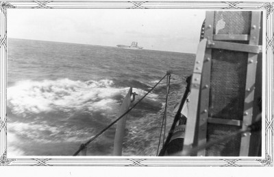 Saratoga at sea.   Back of photo says "Bunnell Photo Shop, 1033 Sixth St., San Diego.   Mar 23, 1932"