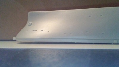 This is with the hull upside down to show the arc from the top of the flight deck to the waterline.