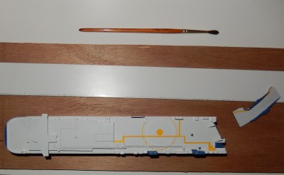 Top view with portside ventilators dry fitted. Note the winches and brackets for the stern ramp.