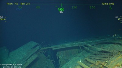 This is the break in the hull just forward of frame 72. The ship just falls away into the seafloor from here forward.