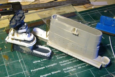 The bridge and funnel with the new splinter shielding