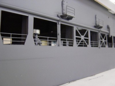 Another close up here. Railings and ladders are brass p/e. W/T doors are cast metal. Piping is styrene tube.