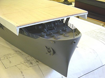 Another view from stb. side. Flightdeck will be covered with scribed plywood to simulate deck planking.