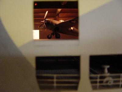 In the next three photos you can see the effect of the lighting with the flightdeck in place. I felt the effect was interesting. At least you can see the planes!