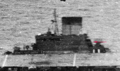 Taiho, portside, May, 1944 at Lingga Roads, Sumatra bridge elevated crop.jpg
