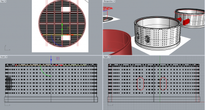 Current working view in Rhino 6, showing the screen capture from a paper model PDF being used for turret roof pattern.