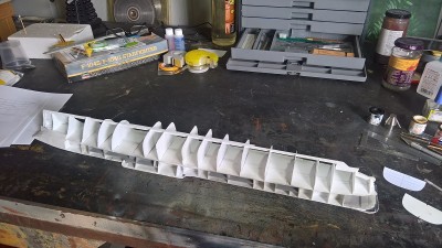 Old hull de-skinned.