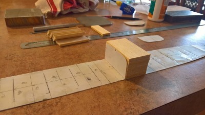 First of the new bulkheads and balsa infills.