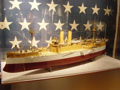 There are quite a few models here, mostly Civil War and WW1 ships. I did'nt have time to take photos of all of them but this one was most impressive. The USS Maine in 1/48th scale. It is a Builders Model, built by Newport News shipyard. It is to the tee and exact in every detail, truly impressive.....