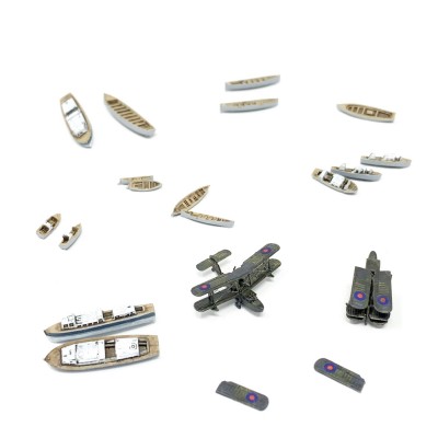 What FH provides. I painted all of them, but seems some are not used at all. I dont know why that long motor boat (not 45ft one, but the one that looks closer to 20-30ft with an engine inside) is there for example...