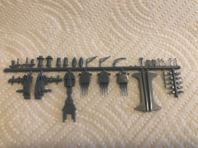 Single sprue of smaller parts.  SMALLER being the key word here. Again, the flash is minimal for such an old kit.
