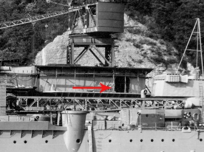 Hiryu Engine Test Compartment entryway behind Takao, 1938.jpg