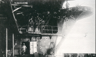 Shokaku, Coral Sea, May, 1942, boat deck damage #1.jpg