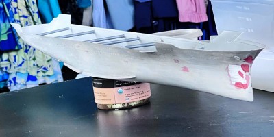 Finally, the heavy work on the hull is done.  There is still a lot of stuff to fill and sand, and I might work on smoothing things out a bit more, but the heavy plastic removal is complete.  I'm not looking forward to having to do this again.