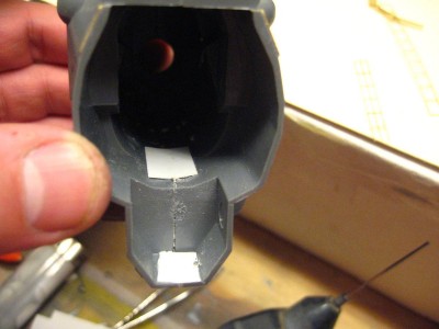 Corrected by clamping and gluing a piece of styrene to strengthen the joint.