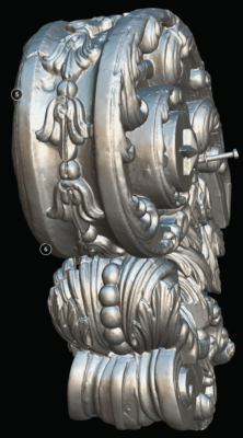 3D scan of Constellations intricately carved fiddle-head