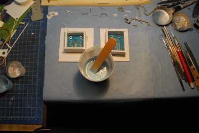 Mixing the parts A +B in a larger cup.