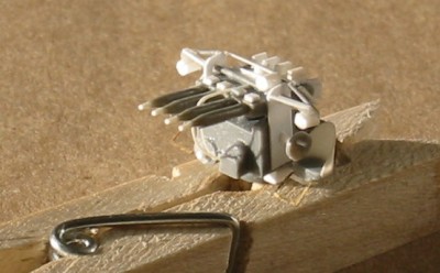Scratch built 1.1 quad.  Some spares from the Lindberg Blue Devil, stretched sprue, and styrene bits were used.