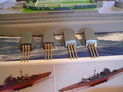 Turrets w/barrels installed, but not completely detailed yet.