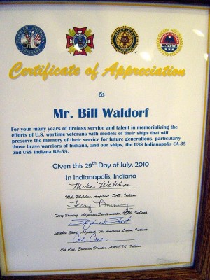 A plaque I recieved from 4 veterans organizations.