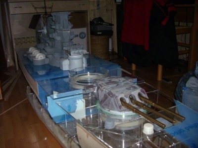 Hull construction material used, polycarbonate and balsa will then coated with fiberglass inside and out