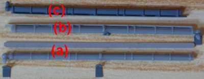Mogami179<br />(a) parts for boom; (b) glued; (c) air brushed