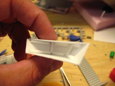 I reinforced all the difficult angles with round styrene rod to strengthen joints.
