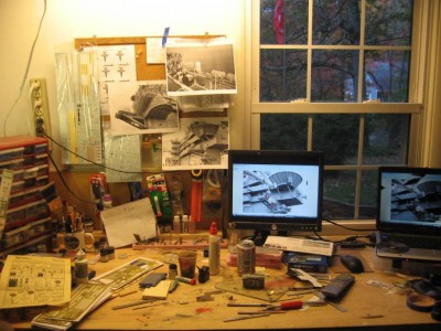 The overall madness area, looks like a terrorist cell with all the black and white pics of the island.