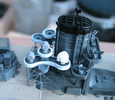 In the beginning....the searchlight on the right has already been wrapped...we are working on the middle one
