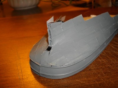 IMGP0849.JPG (102.46 KiB) Viewed 2669 times here is a close-up of the hull plating. It didn't turn out as well as I'd hoped but when I weather the hull I think it will look good.
