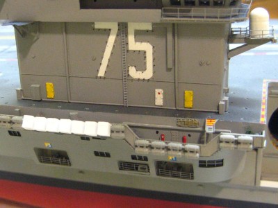 round styrene in place to hide seam of island - deck