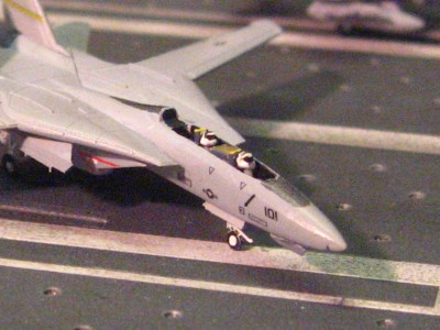 "pilots" added to the F-14 that will be on the bow cat ready for launch.