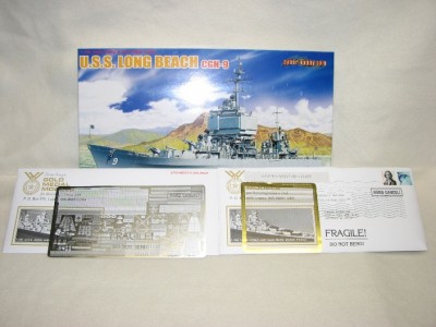 Cyber Hobby 1/700 USS Long Beach CGN-9, Gold Medal Models' #700-17 Modern USN/JMSDF  and #700-23 Gold Plus Ultra Fine railings pe sets.