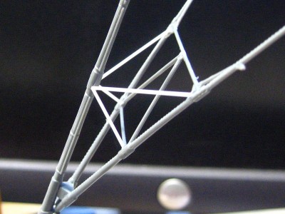 mast with styrene parts after junking the plastic ones.