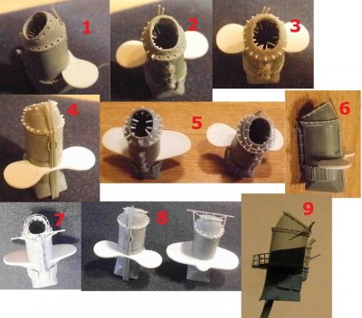 The picture shows the sequence for a 1/350 Tamiya Fletcher funnel.