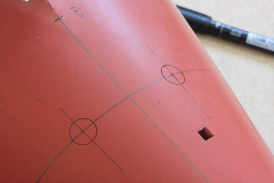 Marking the psotion of rudder trunk at frame 12.5