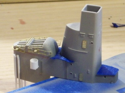 The Citadel detailed and ready for paint...the 20-B has been applied and taped off.