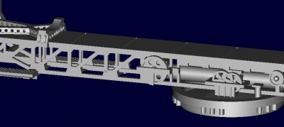 A closer view of the right side with two sample rivets. It's probably complete lunacy for 1/350th scale but it's entertaining on the computer screen.
