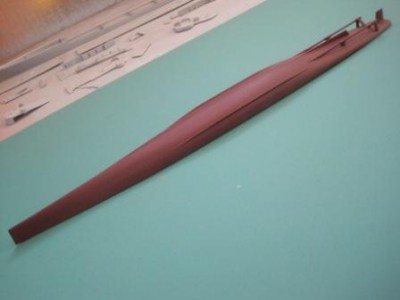 Lower hull primed and painted in Vallejo Hull Red.  Some touch up still needed in a couple of minor ares.