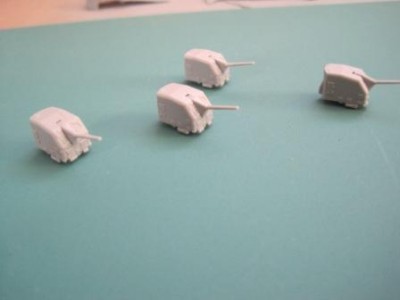 The four main 5" DP batteries assembled ready to be primed.  The Endicott also used the blast bags on these.
