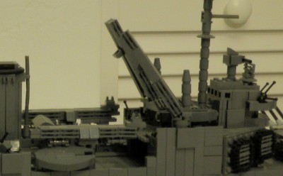 Astoria's rear superstructure and aircraft handling equipment