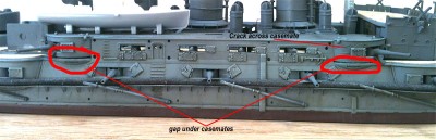 IMG_0941_2 small.jpg (139.34 KiB) Viewed 2800 times Flaws in the build as described earlier. I'll have to let it go. The problem was the main deck is in three parts and the centre part could have been fitted a touch lower to allow for the thickness of the wooden deck. I tried to get all parts level, assuming that was what was required. Ah well....