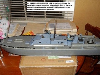 My very plain 1/32 scale PT Boat from Lindberg.Over 20 years old,needs a fresh rebuild ans Paint work.