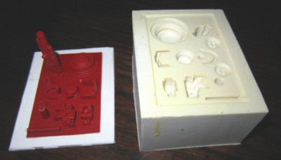 The master and RTV silicon mould for the 88mm gun.