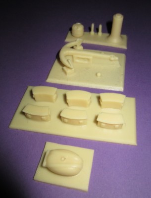 Some of the "raw" resin castings for V105, straight out of the mould.