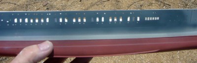 The starboard side panel. Front seam nice and clean, the bottom not so much