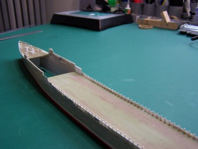Airfix Mauretania with new bulwarks