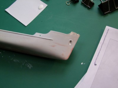 The bow after paint striiping with oven cleaner...