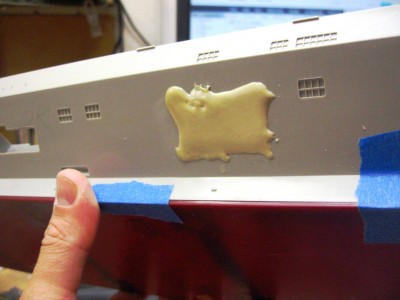 May be ugly now, but it sands away perfectly to leave no sign there was ever a bay cut intot he hull here.